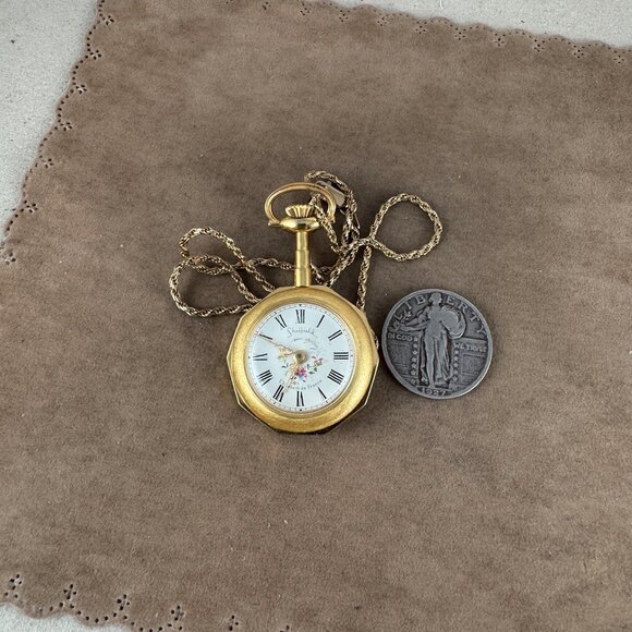 Vintage Sheffield Elisabeth de France 17 Jewel Swiss Pendant Gold Tone Watch Dec main image 5